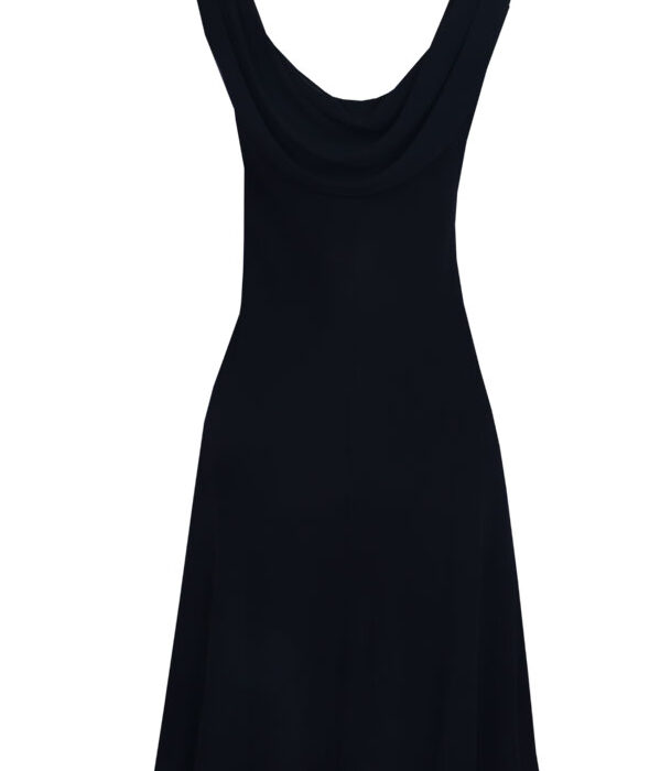 JONES STUDIO BLACK WITH PERFORATED STONED BUST & BACK CAPE DRESS