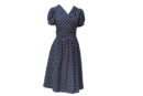 JESSICA HOWARD NAVY BLUE/ WHITE POLKA DOT FIT AND FLARED DRESS