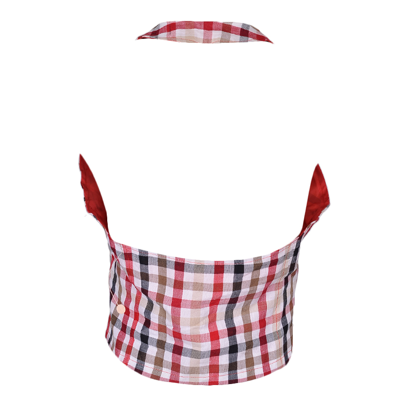 CONNECTION 18 RED 3/4 SHORTS WITH RED/WHITE CHECK HALTER NECK LINEN WAIST COAT - Image 6