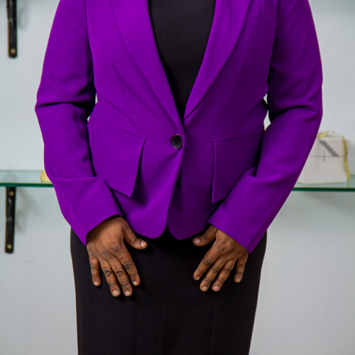 KASPER PURPLE LUSH VIOLET LONGSLEEVE JACKET AND MIDI SLEEVELESS DRESS SUIT