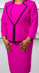 KASPER PURPLE LUSH VIOLET LONGSLEEVE JACKET AND MIDI SLEEVELESS DRESS SUIT