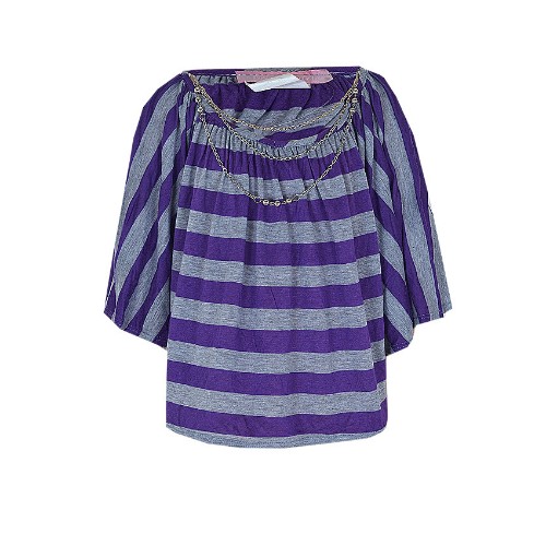 DREAM GIRL GREY AND PURPLE BALOON TOP WITH SILVER CHAIN