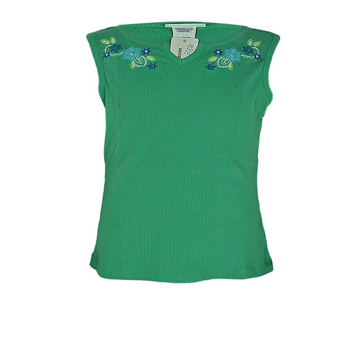 CHEROKEE GREEN TANK TOP WITH WHITE/YELLOW/BLUE EMBRIODERY NECKLINE - Image 5