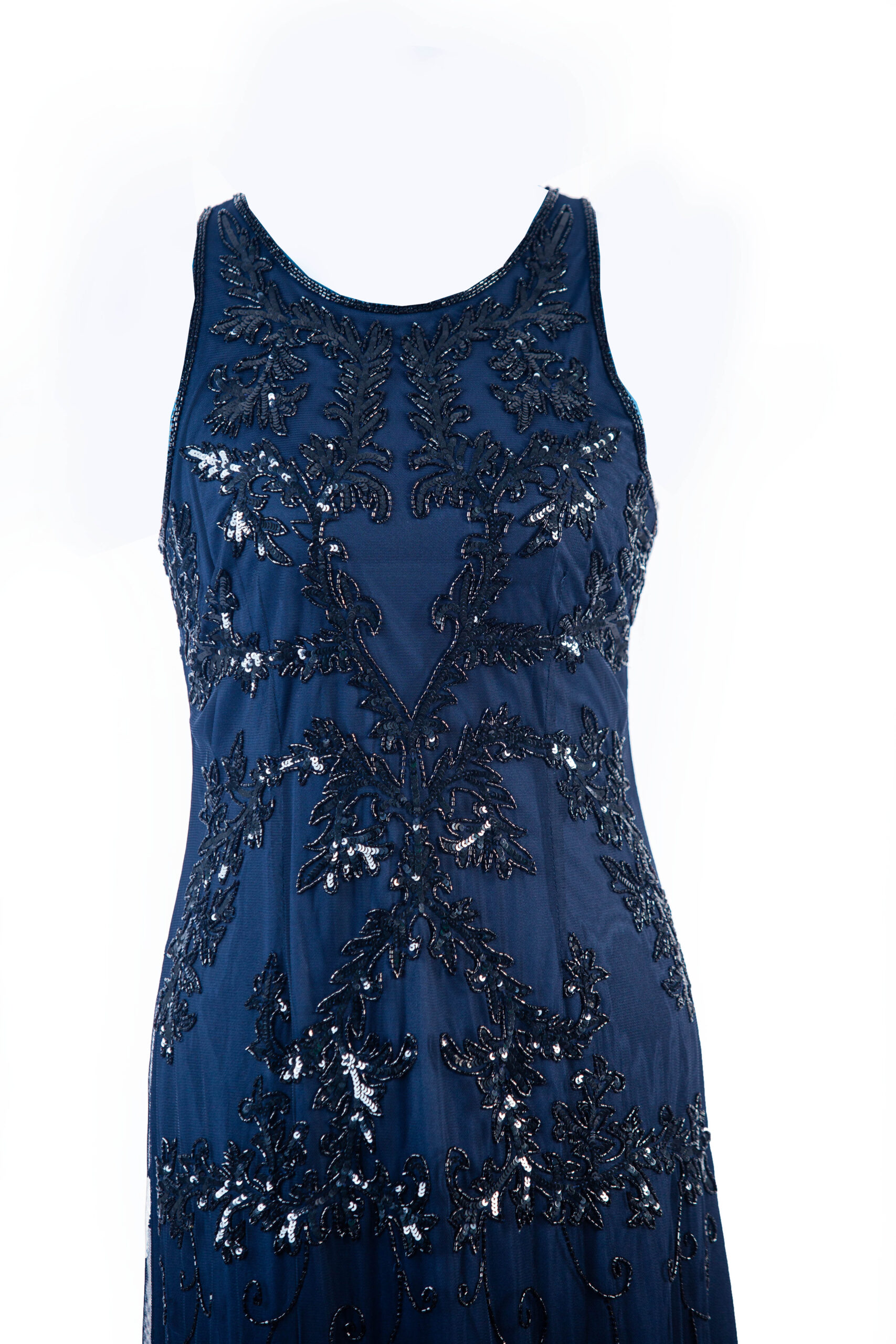 ADRIANNA PAPPEL MIDNIGHT BLUE BEADED AND SEQUENCED DINNER DRESS - Image 6