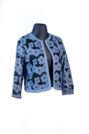 ANNE KLEIN BLACK MESH WITH CHAMBRAY DENIM PETAL DETAIL JACKET