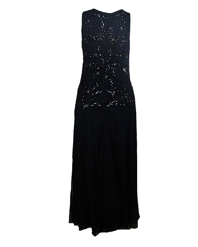 ADRIANNA PAPPEL MIDNIGHT BLUE BEADED AND SEQUENCED DINNER DRESS - Image 5