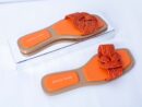 AZALEA WANG ORANGE STONED FLAT SLIPPERS