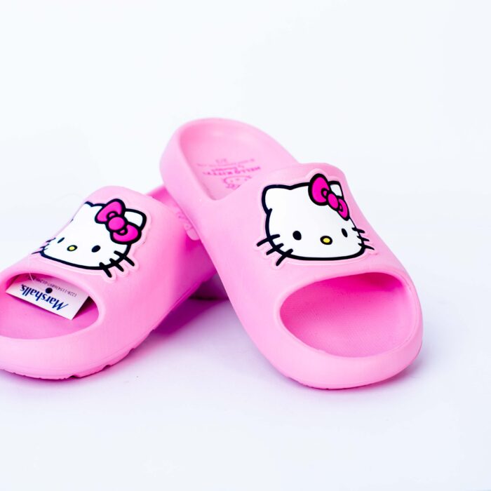 KITTY PINK WITH WHITE KITTY CAT WITH PINK BOW  DETAIL SLIPPERS