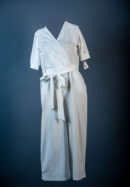 BOOHOO WHITE 3/4 JUMPSUIT WITH MATCHING SASH