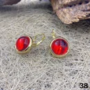 jpg101ER GOLD CIRCLE BASE WITH RED CRYSTAL CENTER STONES EAR RING