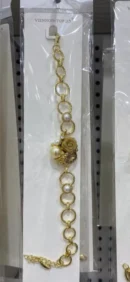 jpg108BGOLD RINGS BRACELET WITH GOLD TISSUE ROSEGOLD CRYSTALS WHITE PEARLS