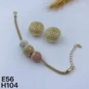 jpg2 BE3 TONE GOLD MESH BALL BRACELET WITH GOLD MESH SQUARE EARRING