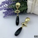 jpg34EGOLD SMALL OVAL WITH BLACK DROP OVAL BELLS EARRING