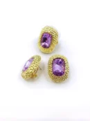 jpg35ERB GOLD STUBBS WITH LILAC CENTER CRYSTAL GLASS STONE EAR RING