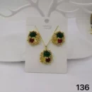 jpg36CEGOLD STUDDS WITH YELLOW RED GREEN CRYSTAL GLASS STONES EARRING MATCHING PENDANT AND CHAIN SET