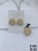 jpg39ERGOLD TRIANGLE WITH TINY WHITE PEARLS OPEN CENTER EAR RINGRING