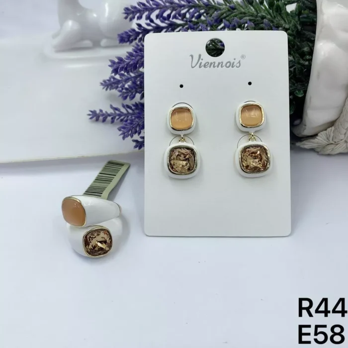 jpg4 ERBIEGEORANGE STONES WHITEGOLD CERAMIC EAR RINGRING