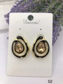 jpg43EGOLD WITH BLACK CERAMIC SPIRAL WITH GOLD STONE CENTER EARRING