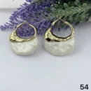 jpg46EGOLD WITH MILKY CREAM ODD SHAPE PEARL DROP EAR RING