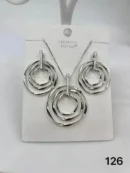 VIENNOIS SILVER TWIST STAGGERED RINGS EARRING CHAIN SET