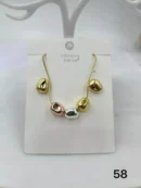 VIENNOIS GOLD CHAIN WITH SILVER/ROSE GOLD/GOLD BEAN PENDANTS AND GOLD EARRINGS