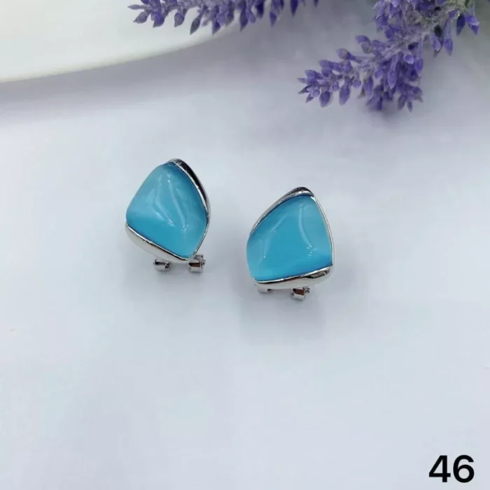 VIENNOIS SILVER WITH SEA BLUE CRYSTAL STONE EARRING