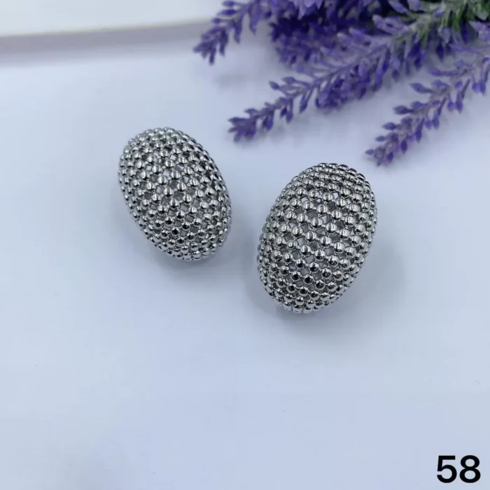 VIENNOIS SILVER OVAL MESH EARRING