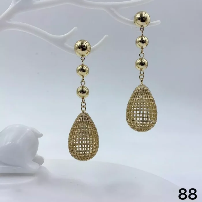 VIENNOIS GOLD OVAL BASKET DROP EARRING