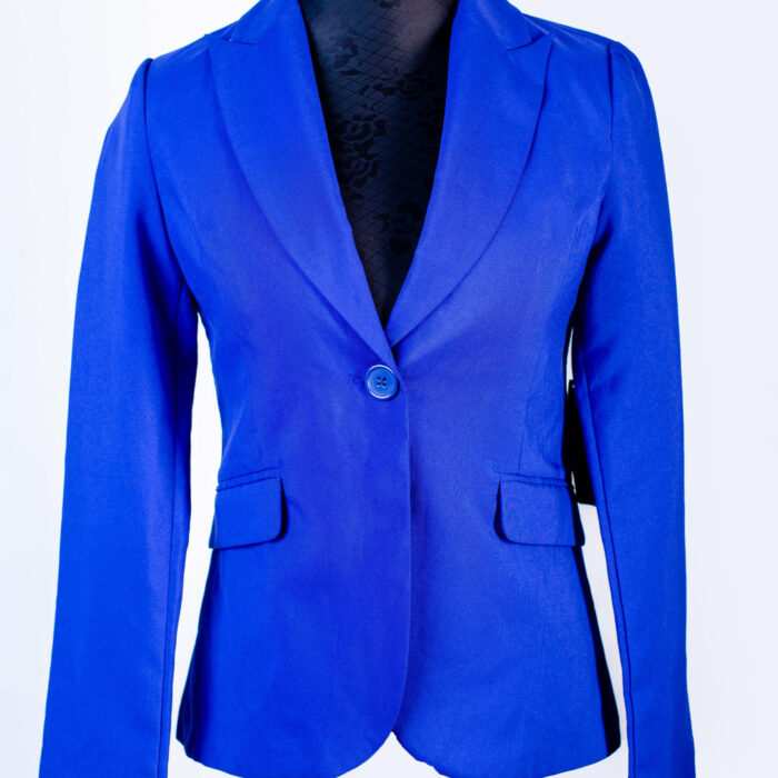 NEW YORK AND CO BLUE ONE BOTTON WITH FALSE POCKET AND BACK SLIT JACKET