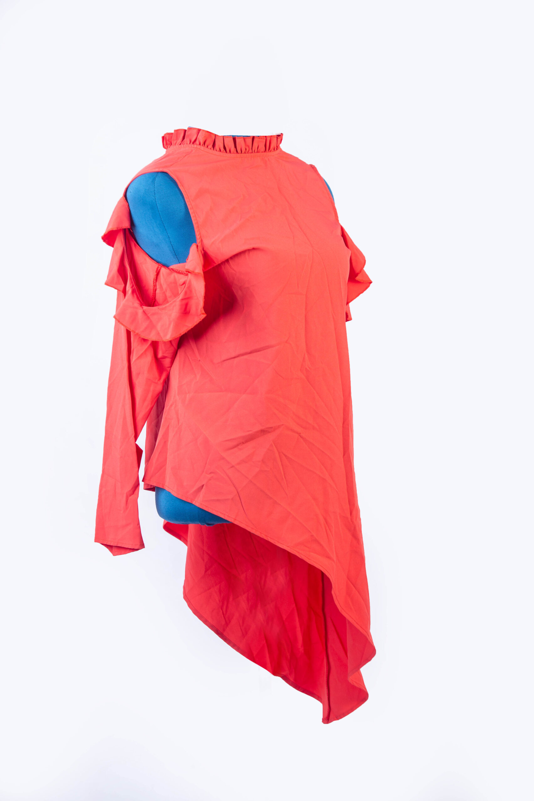 H BURNT ORANGE HI-LO TOP WITH SLITS AND FRILLS DETAILS AND VISIBLE ZIP - Image 3