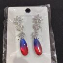 VIENNOIS  STONE PETALS AND BLUE/PINK STONE EARRING