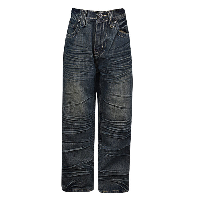 SWISS CROSS DENIM STRAIGHT BOYS JEANS WITH FADE CRINKLE