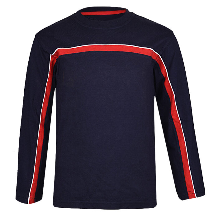 MARKS&SPENCER NAVY BLUE  BOYS COTTON  T-SHIRT WITH WHITE&RED DETAIL