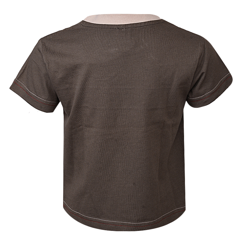 MINI MODE MOSS GREEN COTTON SHORTSLEEVE BOYS T-SHIRT WITH RED - Image 3