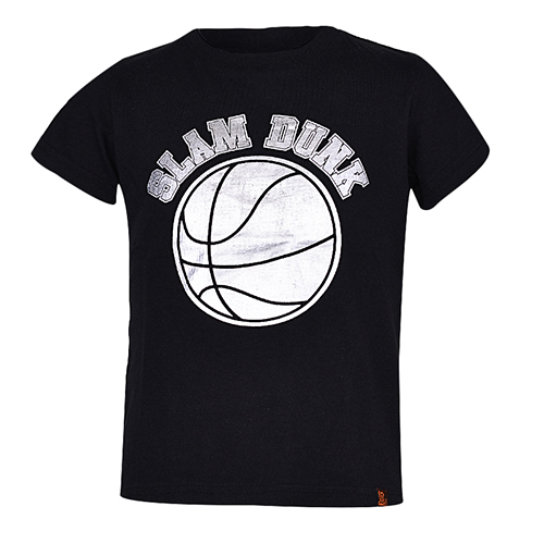 METAL GENERATION BLACK T-SHIRT WITH EMBOSSED SILVER SLAM DUNK