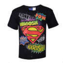 BLACK SUPERMAN EMBOSSED GRAPHIC COTTON T-SHIRT