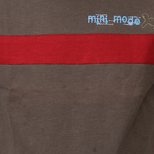 MINI MODE MOSS GREEN COTTON SHORTSLEEVE BOYS T-SHIRT WITH RED - Image 4