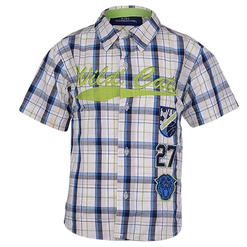 KIDS HEADQUARTER CHECK ' WILD CAT' SHORTSLEEVE SHIRT